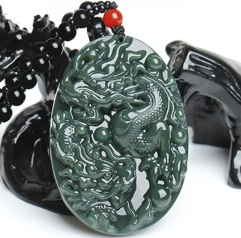 اليد الطبيعية النقية منحوتة تشينغ اليشم التنين قلادة قلادة قلادة اليشم انه تيان معتمد هناك شهادة قلادة المرأة قلادة الرجال in Kuwait