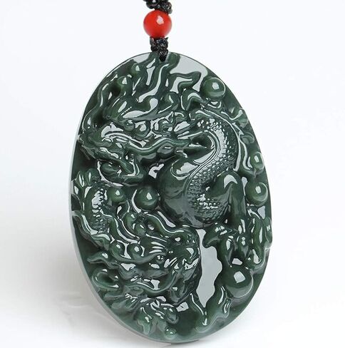 اليد الطبيعية النقية منحوتة تشينغ اليشم التنين قلادة قلادة قلادة اليشم انه تيان معتمد هناك شهادة قلادة المرأة قلادة الرجال in Kuwait