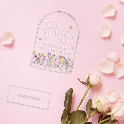 علامة شريط الزهور لديكور الزفاف لافتة طاولة من الأكريليك الشفاف لحفلات الزواج والذكرى السنوية والاستقبال والمقهى والحفلات والمناسبات التجارية in Kuwait