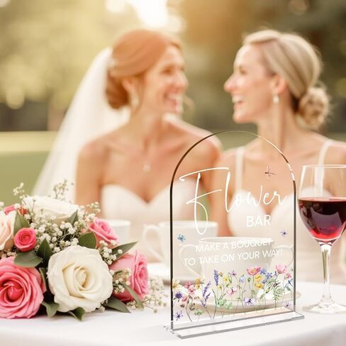 علامة شريط الزهور لديكور الزفاف لافتة طاولة من الأكريليك الشفاف لحفلات الزواج والذكرى السنوية والاستقبال والمقهى والحفلات والمناسبات التجارية in Kuwait