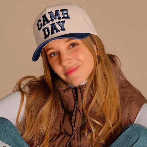 ScarvesMe Women Fashion Game Day Lettering Embroidered Snapback Trucker Cotton Baseball Cap Hat in Saudi Arabia