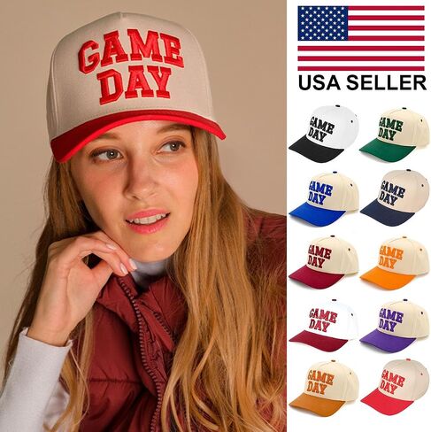 ScarvesMe Women Fashion Game Day Lettering Embroidered Snapback Trucker Cotton Baseball Cap Hat in Saudi Arabia