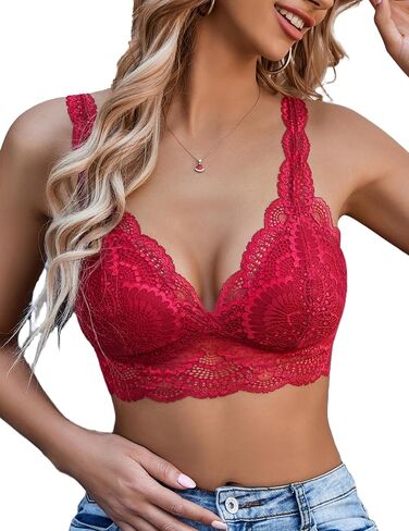 Avidlove حمالات صدر نسائية من الدانتيل على شكل مثلث يغرق حمالات صدر لاسلكية ملابس علوية كامي Strappy مثيرة وناعمة in Saudi Arabia