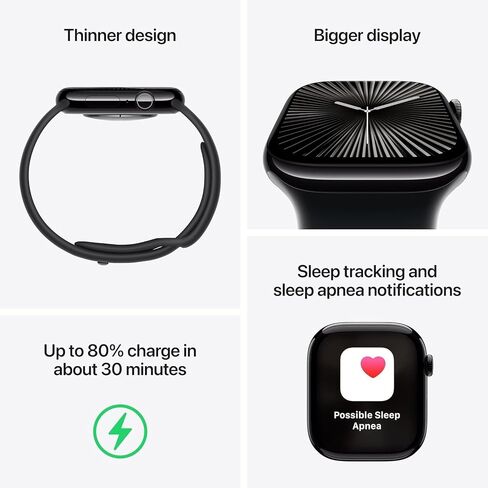 Apple Watch Series 10 [GPS ، 42 مم] - علبة ألومنيوم ذهبية وردية مع حلقة Plum Sport (متجددة) in Saudi Arabia
