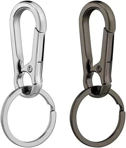 2pcs Retro Keychain with Belt Clip, Classic Design Key Holder, Durable Metal Keychain, Silver&GunBlack in Saudi Arabia