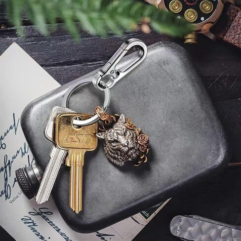 2pcs Retro Keychain with Belt Clip, Classic Design Key Holder, Durable Metal Keychain, Silver&GunBlack in Saudi Arabia