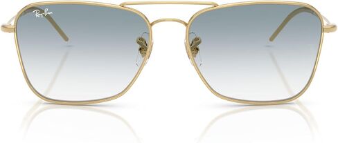 Ray-Ban RBR0102S Caravan Reverse Square Sunglasses, Gold/Clear Gradient Blue, 58 mm in Saudi Arabia
