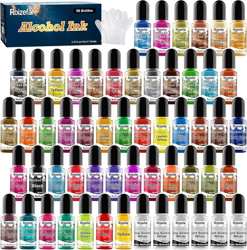 Alcohol Ink Set - 40 Bottles Vivid Colors High Concentration Metallic Alcohol Paint Resin Dye, Safe Fast Drying Effect, Alcohol Ink for Epoxy Resin, Art Painting, Glass, Tumbler Making, 10ml Each in Saudi Arabia