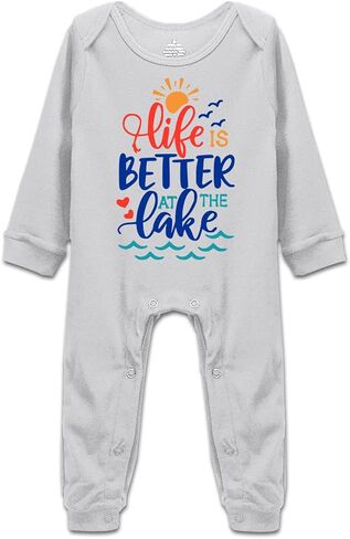 DOQOSESHY Life is Better at The Lake Baby Climbing Bodysuit Sleeveless/Long Sleeve/Short sleeve Rompers in Kuwait