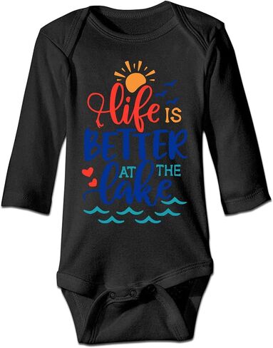 DOQOSESHY Life is Better at The Lake Baby Climbing Bodysuit Sleeveless/Long Sleeve/Short sleeve Rompers in Kuwait