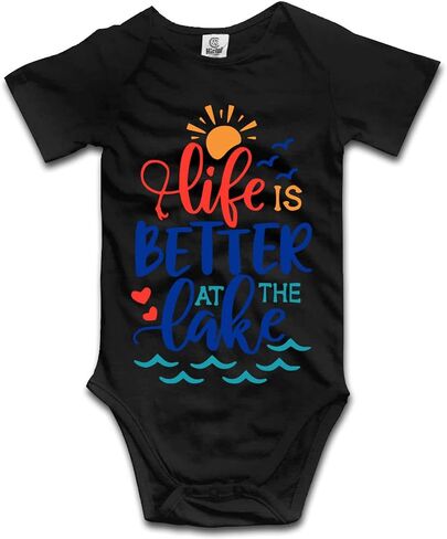 DOQOSESHY Life is Better at The Lake Baby Climbing Bodysuit Sleeveless/Long Sleeve/Short sleeve Rompers in Kuwait