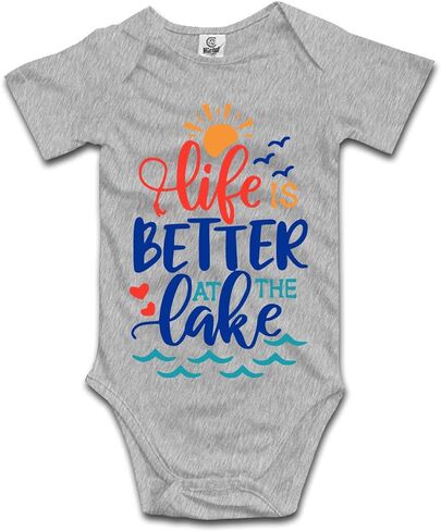 DOQOSESHY Life is Better at The Lake Baby Climbing Bodysuit Sleeveless/Long Sleeve/Short sleeve Rompers in Kuwait