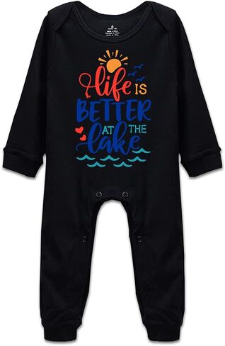 DOQOSESHY Life is Better at The Lake Baby Climbing Bodysuit Sleeveless/Long Sleeve/Short sleeve Rompers in Kuwait