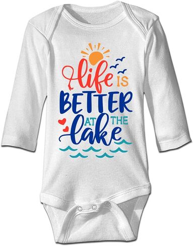 DOQOSESHY Life is Better at The Lake Baby Climbing Bodysuit Sleeveless/Long Sleeve/Short sleeve Rompers in Kuwait