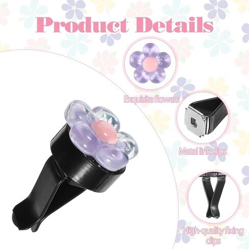6 Pcs Flower Air Vent Clips, Car Air Freshener Clips Cute Car Airs Conditioning Outlet Clip for Cars Interior Decoration Multicolour Cars Vent Accessories for Women Girls in Saudi Arabia