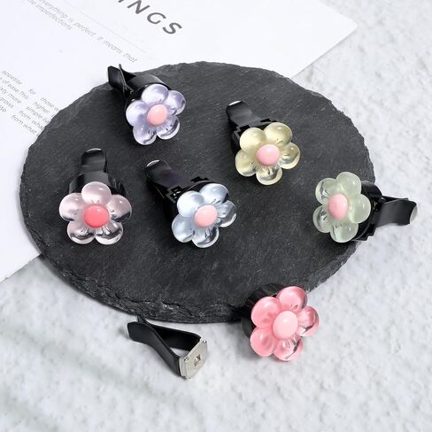 6 Pcs Flower Air Vent Clips, Car Air Freshener Clips Cute Car Airs Conditioning Outlet Clip for Cars Interior Decoration Multicolour Cars Vent Accessories for Women Girls in Saudi Arabia