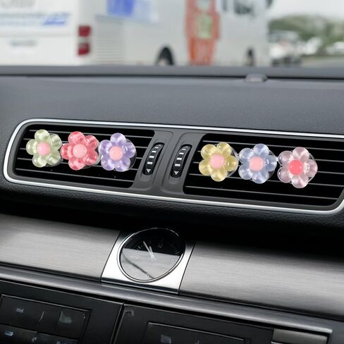 6 Pcs Flower Air Vent Clips, Car Air Freshener Clips Cute Car Airs Conditioning Outlet Clip for Cars Interior Decoration Multicolour Cars Vent Accessories for Women Girls in Saudi Arabia