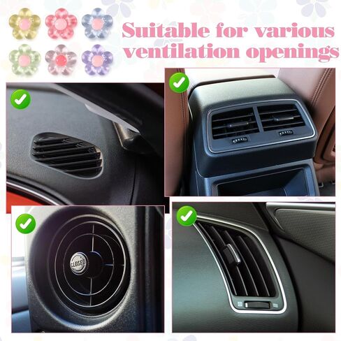 6 Pcs Flower Air Vent Clips, Car Air Freshener Clips Cute Car Airs Conditioning Outlet Clip for Cars Interior Decoration Multicolour Cars Vent Accessories for Women Girls in Saudi Arabia