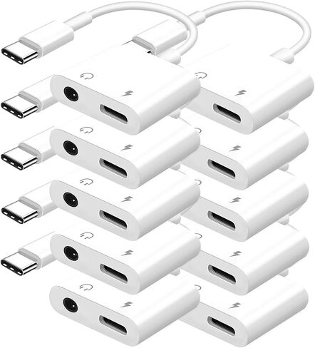 Seulliya USB C to 3.5mm Headphone Jack and Charger Adapter, 2-in-1 Audio & Fast Charging Splitter for Apple iPhone 16/15/Pro/Pro Max, iPad, Samsung, Pixel, and More 2Pack in Kuwait