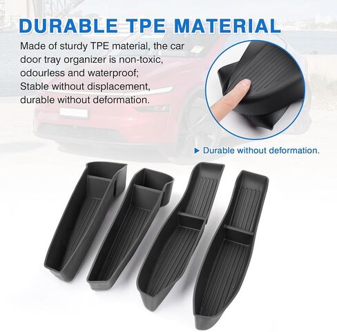 Shademax Set of 4 Car Door Organizer Tray for Tesla Model Y Juniper 2026 2025 Front& Rear Door Side Storage Box for New Model Y Juniper Accessories 2026 Slot Pockets Organizer Insert TPE Material in Saudi Arabia