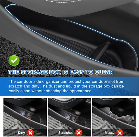 Shademax Set of 4 Car Door Organizer Tray for Tesla Model Y Juniper 2026 2025 Front& Rear Door Side Storage Box for New Model Y Juniper Accessories 2026 Slot Pockets Organizer Insert TPE Material in Saudi Arabia