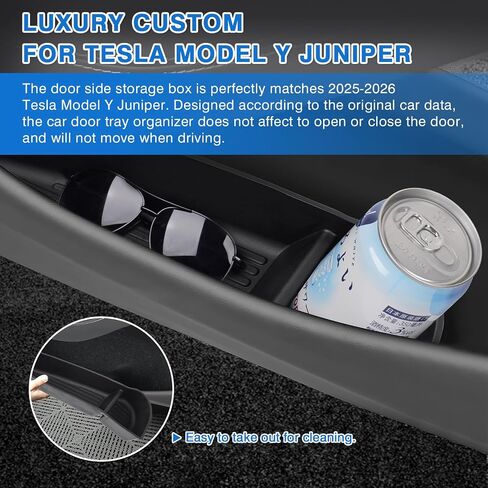 Shademax Set of 4 Car Door Organizer Tray for Tesla Model Y Juniper 2026 2025 Front& Rear Door Side Storage Box for New Model Y Juniper Accessories 2026 Slot Pockets Organizer Insert TPE Material in Saudi Arabia