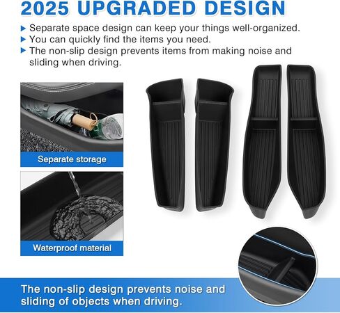 Shademax Set of 4 Car Door Organizer Tray for Tesla Model Y Juniper 2026 2025 Front& Rear Door Side Storage Box for New Model Y Juniper Accessories 2026 Slot Pockets Organizer Insert TPE Material in Saudi Arabia