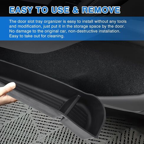 Shademax Set of 4 Car Door Organizer Tray for Tesla Model Y Juniper 2026 2025 Front& Rear Door Side Storage Box for New Model Y Juniper Accessories 2026 Slot Pockets Organizer Insert TPE Material in Saudi Arabia
