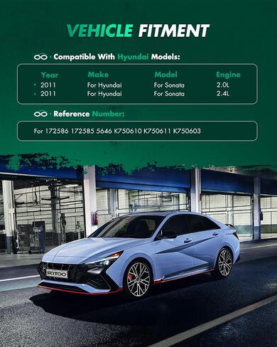 مجموعة تعليق الصدمات SCITOO Struts لعام 2011 لمجموعة دعامة أمامية Hyundai Sonata كاملة، ممتص الصدمات الخلفي، نهاية قضيب التعادل 8 قطع، 172586 172585 5646 K750610 K750611 K750603 in Saudi Arabia