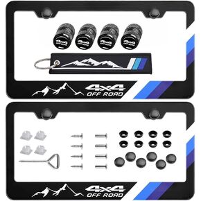 2Pcs 4x4off Road License Plate Frame with Screw Cap Valve Keychain Upgrade Your Car Durable Eye-Catching Design Compatible with Tacoma 4Runner Tundra Accessories (4 Mountain Red) in Saudi Arabia