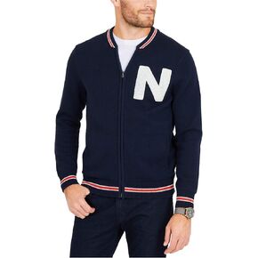 Nautica Navy Mens Baseball Full Zip Knit Sweater Blue XL in Kuwait