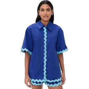 English Factory Women's Scallop Detailed Short Sleeves Shirt in Kuwait
