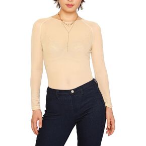 May&Maya Women's Long Sleeve Pure Mesh Blouse in Saudi Arabia