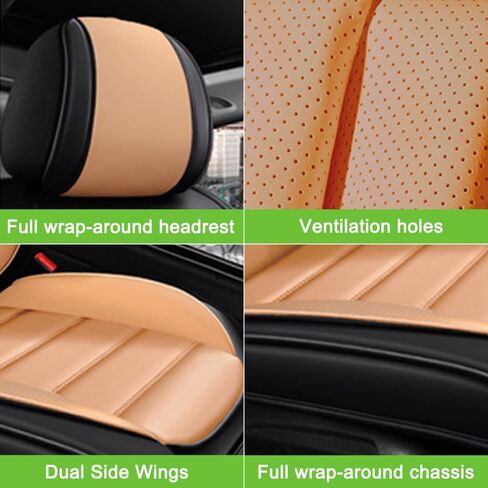 أغطية مقاعد لسيارة Ford Expedition 2011-2021، قطعتان من أغطية مقاعد السيارة الجلدية، واقيات مقاعد مقاومة للماء، أغطية مقاعد السيارات، مقاعد داخلية مقاومة للانزلاق للسيارات (أسود وبرتقالي) in Kuwait