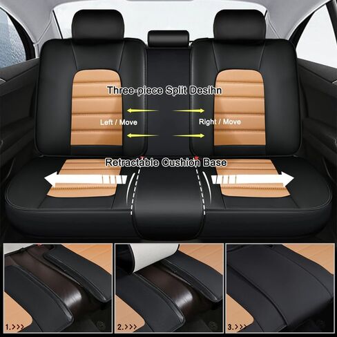 أغطية مقاعد لسيارة Ford Expedition 2011-2021، قطعتان من أغطية مقاعد السيارة الجلدية، واقيات مقاعد مقاومة للماء، أغطية مقاعد السيارات، مقاعد داخلية مقاومة للانزلاق للسيارات (أسود وبرتقالي) in Kuwait