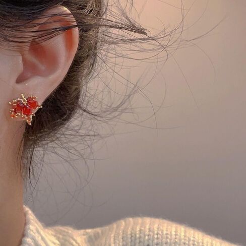 Stainless Steel Maple Leaf Earrings Autumn Leaf Stud Earrings Thanksgiving Earrings in Saudi Arabia