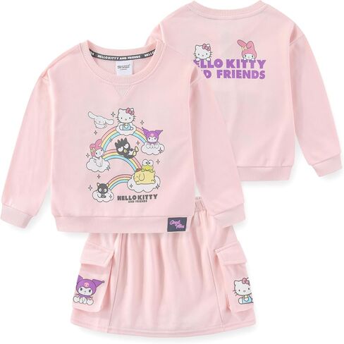 Hello Kitty & Friends Sanrio Girls French Terry Sweatshirt and Skort Skirt 2 Piece Set for Big Kids in Saudi Arabia