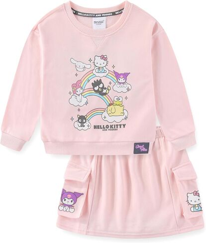 Hello Kitty & Friends Sanrio Girls French Terry Sweatshirt and Skort Skirt 2 Piece Set for Big Kids in Saudi Arabia