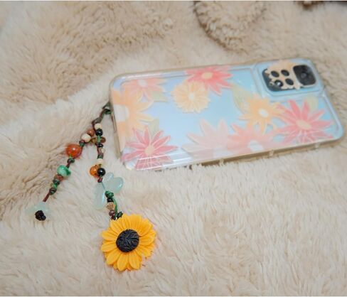Boho Sunflower & Butterfly Beaded Keychain – Handmade Nature-Inspired Charm | KNOTORA & BLOOM by Darunita in Saudi Arabia