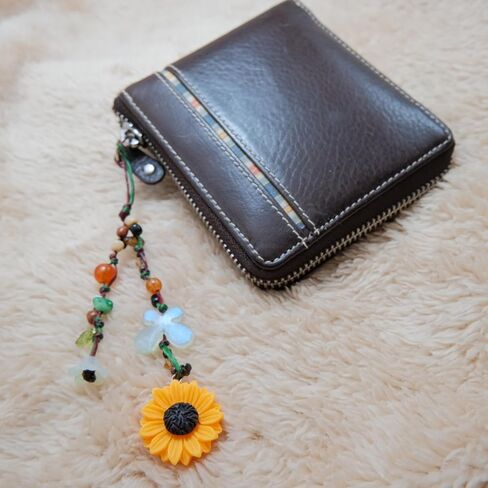 Boho Sunflower & Butterfly Beaded Keychain – Handmade Nature-Inspired Charm | KNOTORA & BLOOM by Darunita in Saudi Arabia