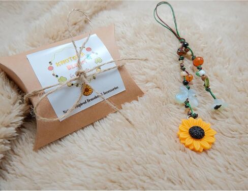 Boho Sunflower & Butterfly Beaded Keychain – Handmade Nature-Inspired Charm | KNOTORA & BLOOM by Darunita in Saudi Arabia