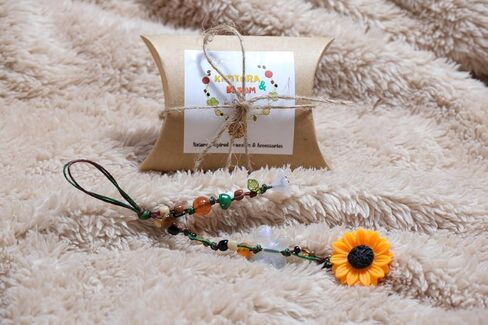 Boho Sunflower & Butterfly Beaded Keychain – Handmade Nature-Inspired Charm | KNOTORA & BLOOM by Darunita in Saudi Arabia