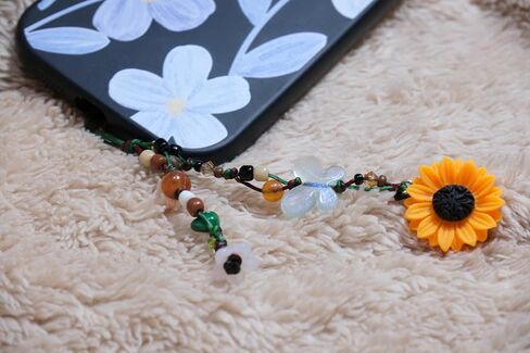 Boho Sunflower & Butterfly Beaded Keychain – Handmade Nature-Inspired Charm | KNOTORA & BLOOM by Darunita in Saudi Arabia