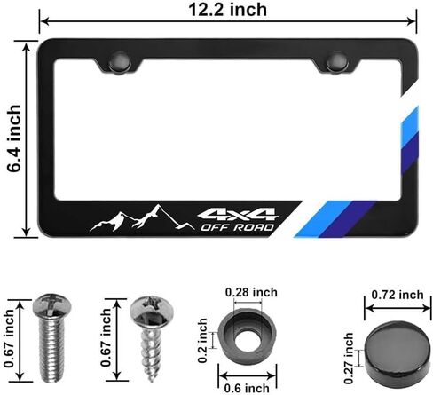 2Pcs 4x4off Road License Plate Frame with Screw Cap Valve Keychain Upgrade Your Car Durable Eye-Catching Design Compatible with Tacoma 4Runner Tundra Accessories (4 Mountain Red) in Saudi Arabia
