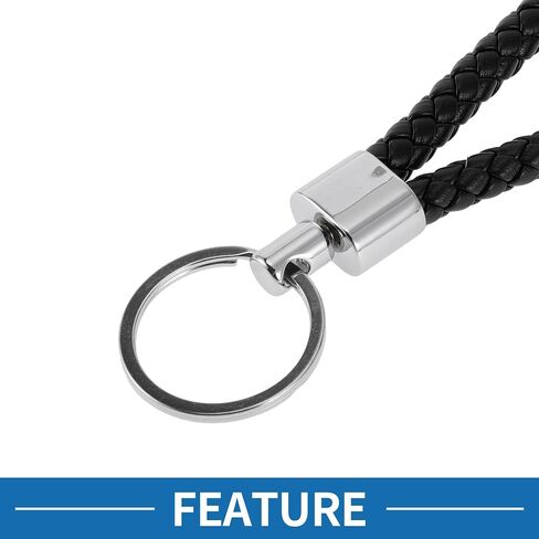 Car Keychain Universal Key Chain with Ring for Key Fobs for Home for Women Leather,Zinc Alloy Silver Tone,Black 2 Pcs in Saudi Arabia