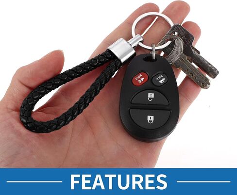Car Keychain Universal Key Chain with Ring for Key Fobs for Home for Women Leather,Zinc Alloy Silver Tone,Black 2 Pcs in Saudi Arabia