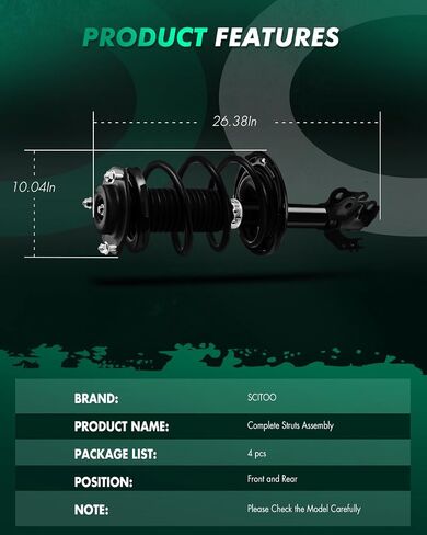 SCITOO Front & Rear Strut Assembly Automotive Replace 172941 172943 Quick Struts Shock for Toyota Camry - Set of 4 in Saudi Arabia