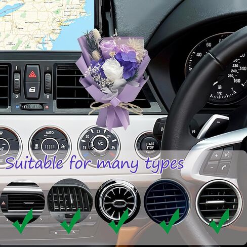 Car Air Vent Flower Bouquet - Elegant and Stylish Car Decor, Universal Fit for Most Vehicles (Purple, Rose) in Saudi Arabia