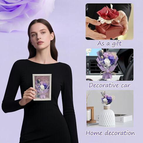 Car Air Vent Flower Bouquet - Elegant and Stylish Car Decor, Universal Fit for Most Vehicles (Purple, Rose) in Saudi Arabia