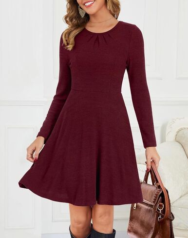 Kranda Women 2025 Long Sleeve Fall Winter Sweater Dress Round Neck Causal Knit Flowy Midi Dresses with Pockets in Saudi Arabia